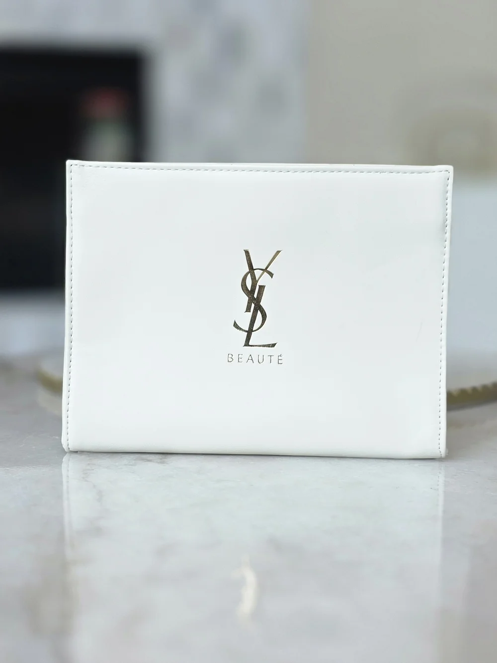 YSL Beaute Yves Saint Laurent Beauty White Flat Cosmetic Pouch
